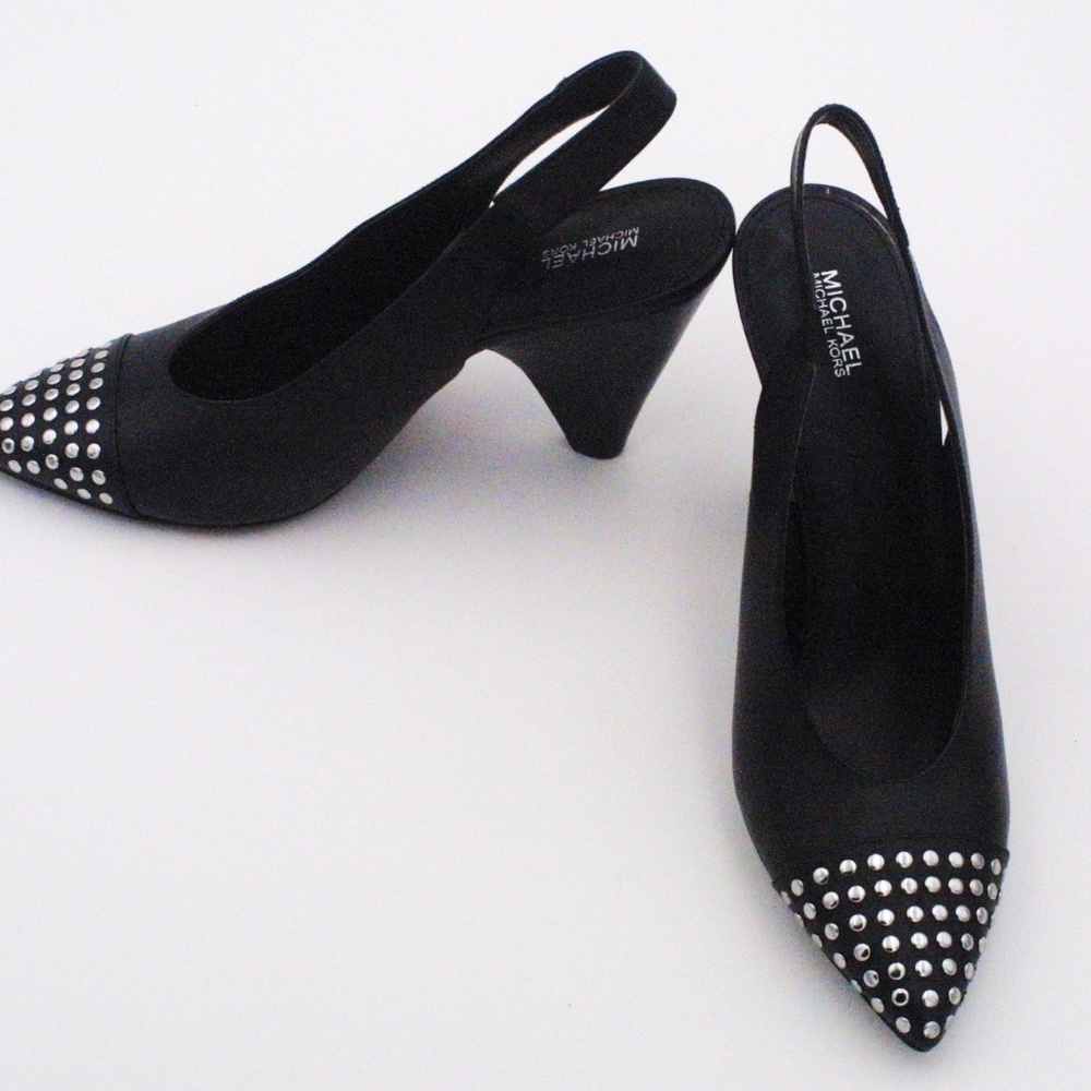 Michale Kors Women black Leather Gemma Sling Shoe